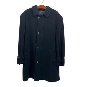 Barrington Mens XL Overcoat Black Wool‎ Blend Coat Classic Winter Jacket READ